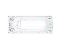 Witte zwemspa met zitplaatsen en jets, modern ontwerp voor jacuzzi buitengebruik, swimspa ideal voor sport en ontspanning,.